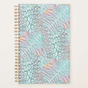 Agenda Leopardo, tigre, piel, manchado, rayado, turquesa,