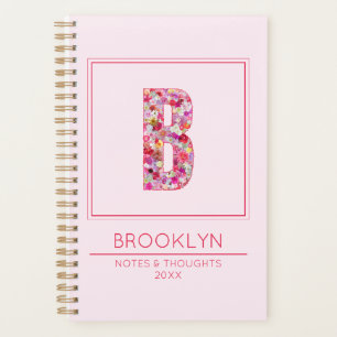 Agenda Letra B Botánico Femenino Floral Rosa