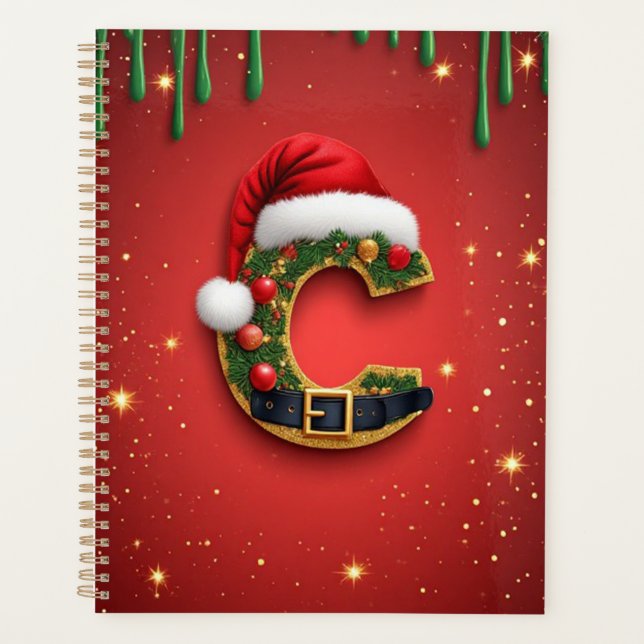 Agenda Letra C con decoración de corona de Navidad 🎁 (Anverso)