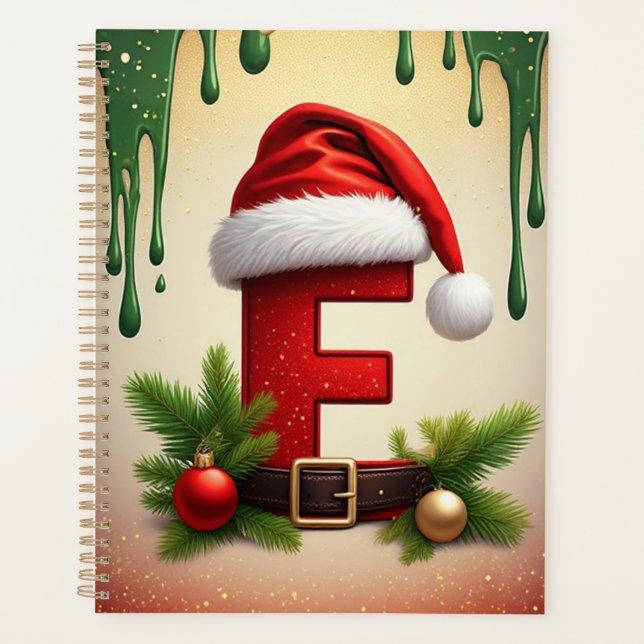 Agenda Letra F de monograma de Santa con acento de Navida (Anverso)