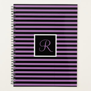 Agenda Letra inicial moderna con rayas moradas y negras