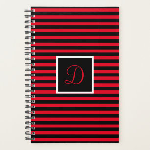 Agenda Letra inicial moderna de rayas rojas y negras