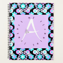 Agenda Letra lilac a floral azul