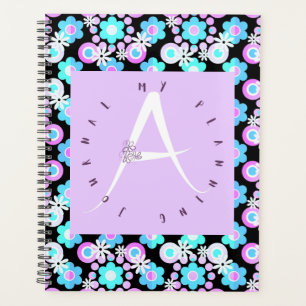 Agenda Letra lilac a floral azul