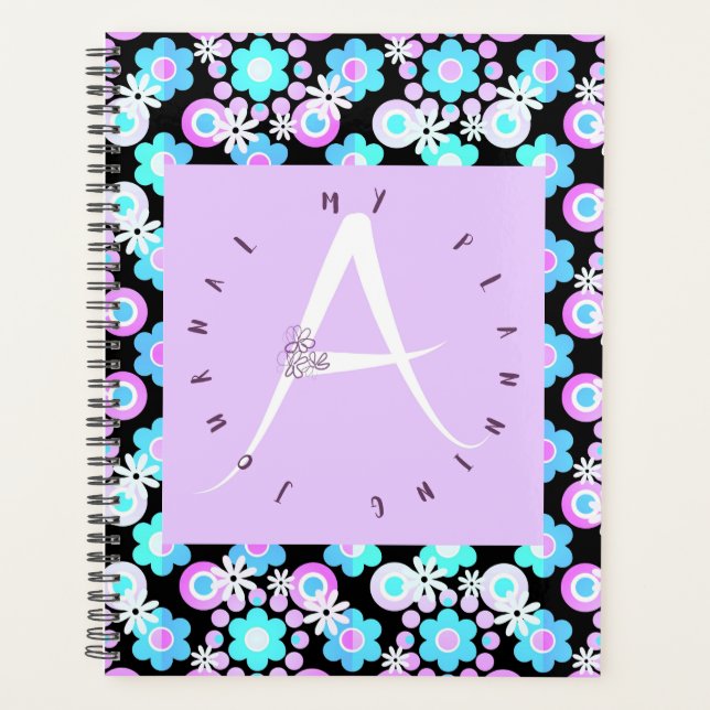 Agenda Letra lilac a floral azul (Anverso)