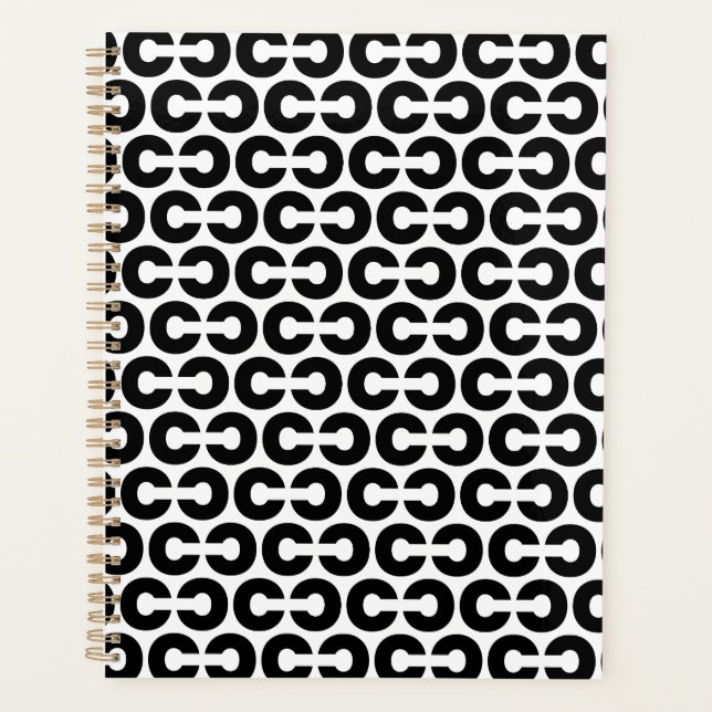 Agenda Letra negrita blanca y negra letra C patrón alfabe (Anverso)
