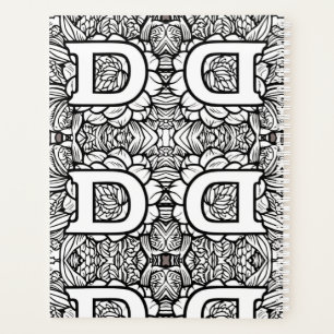 Agenda Letra personalizada D tatuaje floral negro n blanc