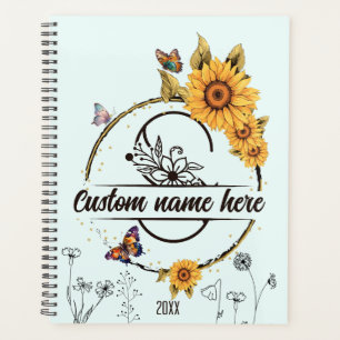 Agenda Letra S de las mariposas monogramo girasoles