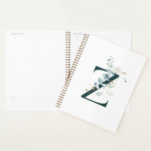 Agenda Letra Z Eucalyptus y Monogramador Gold