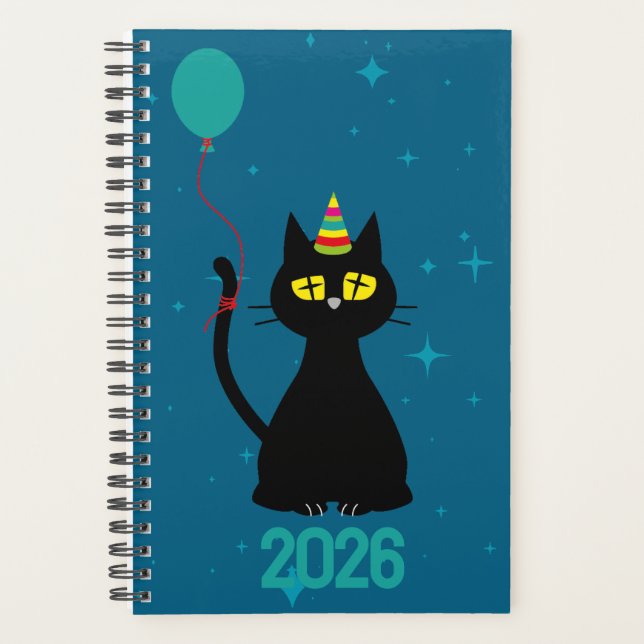 Agenda LET'S PARTY! - Tipsy Black Cat Planner (Anverso)