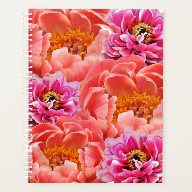 Agenda Lg Planner Pink/Coral Peonies (Anverso)