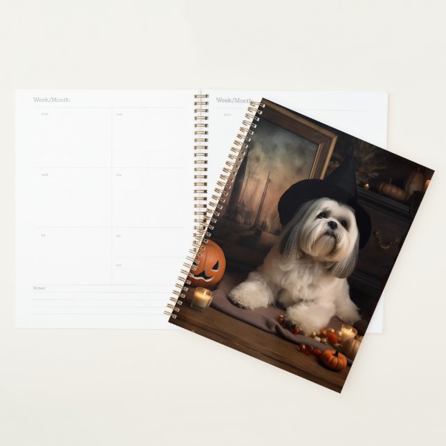 Agenda Lhasa Apso Calabazas Halloween Asustadizo (Demostración)