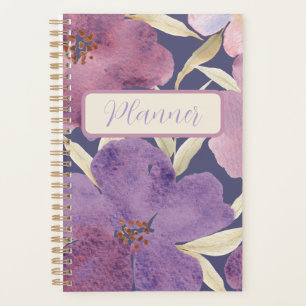 Agenda Lías acuarelas en fondo violeta