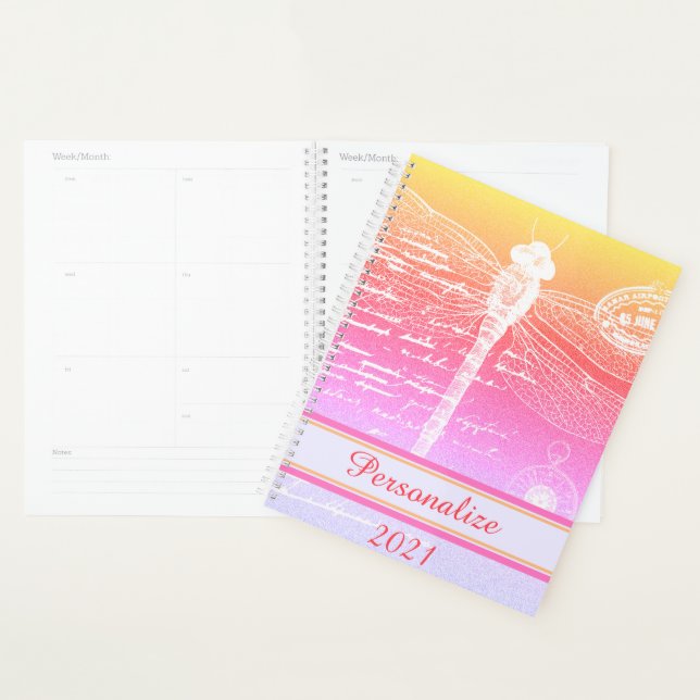 Agenda Libélula de gradiente de pastel personalizado (Demostración)