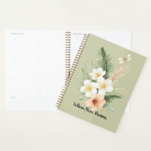 Agenda Libélula Plumeria Hibisco Durazno Tropical Verde