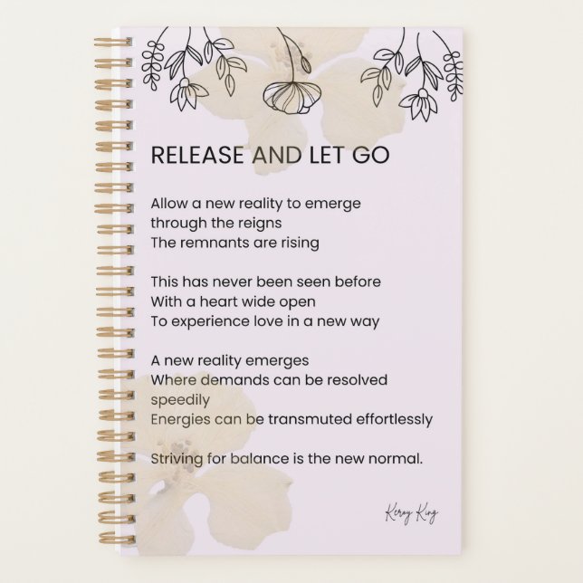 Agenda Liberen y dejen ir - poesía de amor propio (Anverso)