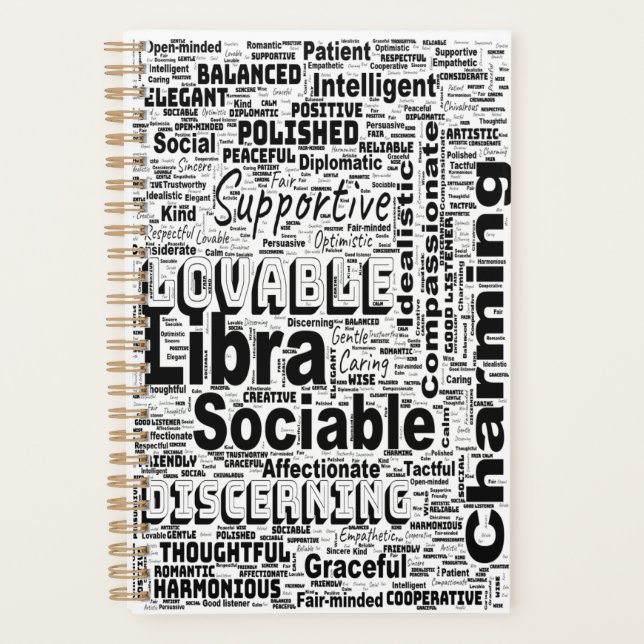 Agenda Libra Zodiac Word Cloud Inspiración (Anverso)