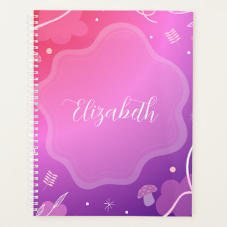 Agenda Libreta Kawaii Rosa y Morado con Nombre 