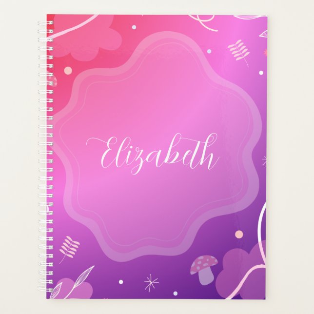 Agenda Libreta Kawaii Rosa y Morado con Nombre  (Anverso)