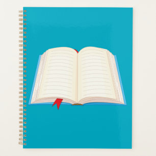 Agenda Libro Abierto de Líneas con Marcador Rojo