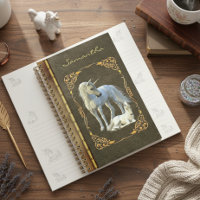 Libro como cuero Metalizado Unicornio Fantasy Fool