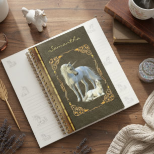 Agenda Libro como cuero Metalizado Unicornio Fantasy Fool