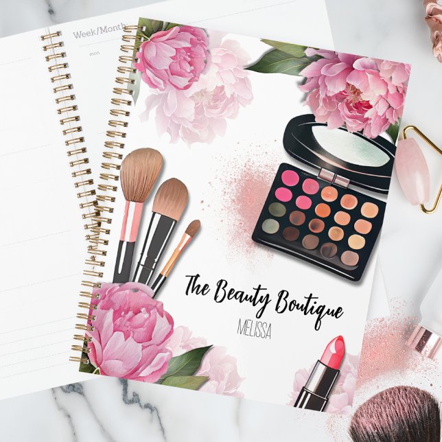 Agenda Libro de Citas de Artista de Maquillaje (Watercolor Floral Cosmetics Makeup Artist Planner)