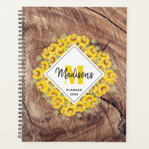 Agenda Libro de citas de girasoles y madera rústicos