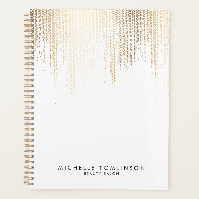 Agenda Libro de citas de Luxe Faux Gold Confetti Rain (Anverso)