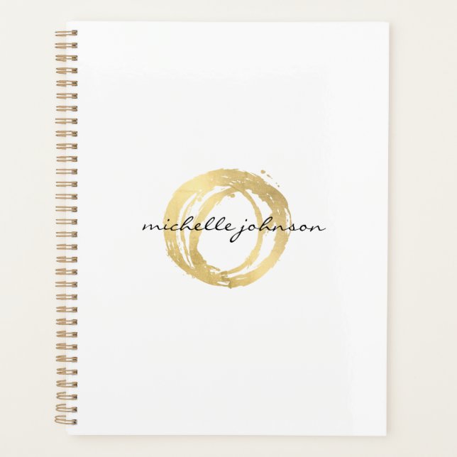 Agenda Libro de citas de Luxe Faux Gold Pintado Círculo (Anverso)