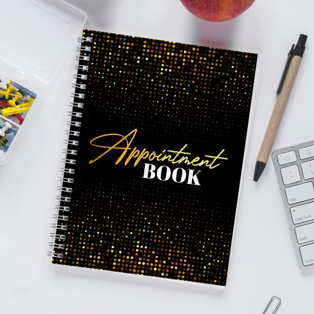 Agenda Libro de citas de moda Black & Gold Hair Stylist (Subido por el creador)
