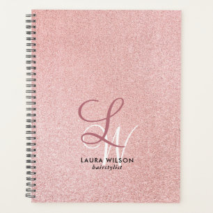 Agenda Libro de citas de monograma rosa Rubor 