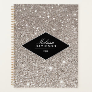 Agenda Libro de Citas de Purpurina plateado y Glamour