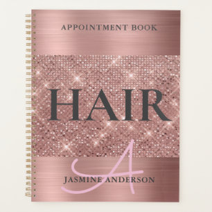 Agenda Libro de citas de Rosa de moda Relieve metalizado