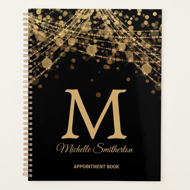 Agenda Libro de citas del Monograma de Oro Negro (Anverso)