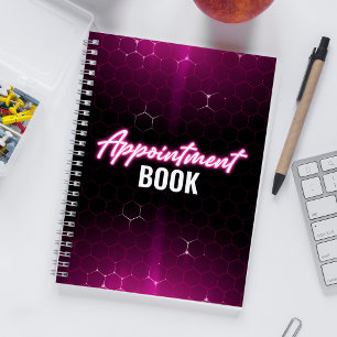 Agenda Libro de Citas del Salón de Cabello Negro y Rosa M