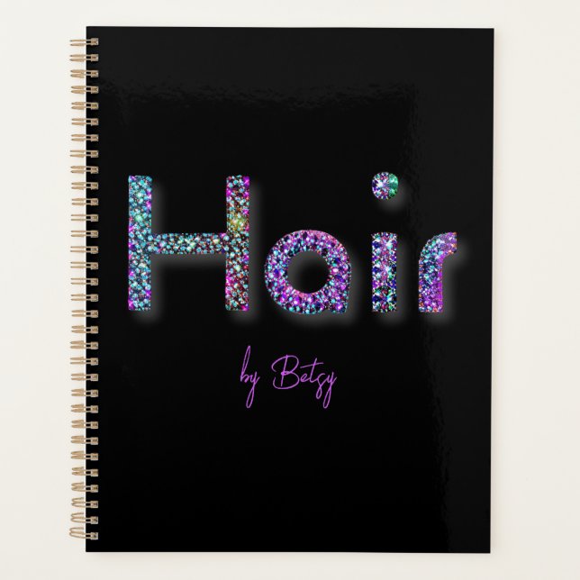 Agenda Libro de citas Holográfico Purpurina Hair Stylist (Anverso)