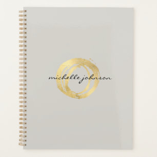 Agenda Libro de citas Luxe Faux Gold Pintado Círculo Tan