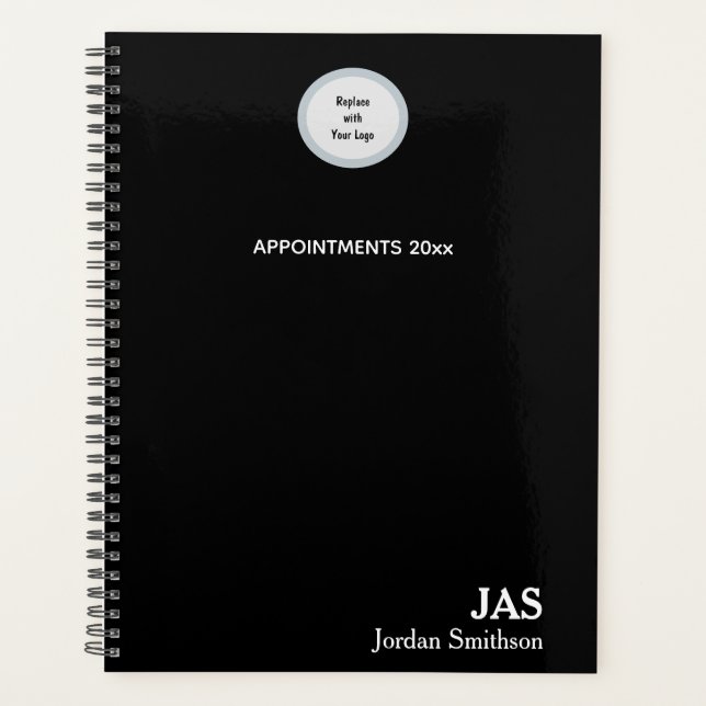 Agenda Libro de citas negro personalizado Sleek (Anverso)