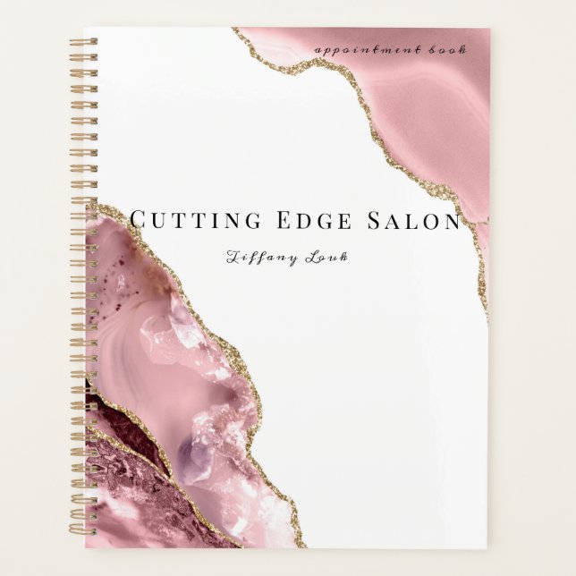 Agenda Libro de citas personalizadas de pelo Rosa Gold (Anverso)