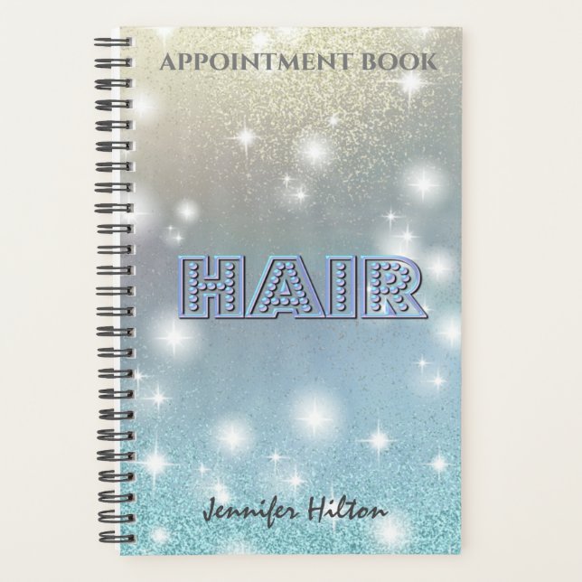 Agenda libro de citas Purpurinoso de cabello lúgubre oscu (Anverso)
