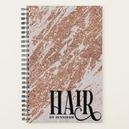 Agenda Libro de citas Rosa Gold Purpurina y Marble Hair