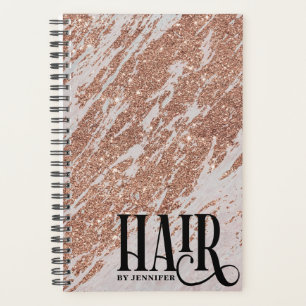 Agenda Libro de citas Rosa Gold Purpurina y Marble Hair