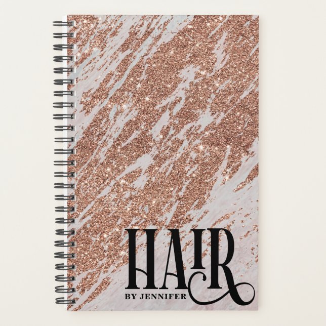 Agenda Libro de citas Rosa Gold Purpurina y Marble Hair (Anverso)