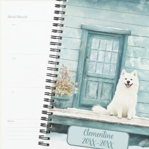 Agenda Libro de citas sin fecha de Samoyed en invierno