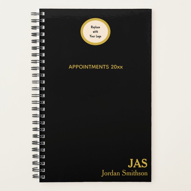 Agenda Libro de Citas Sleek Personalized Black Gold (Anverso)