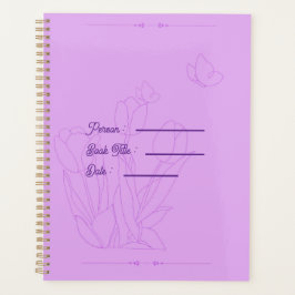 Agenda Libro de contorno de flor cubierta púrpura