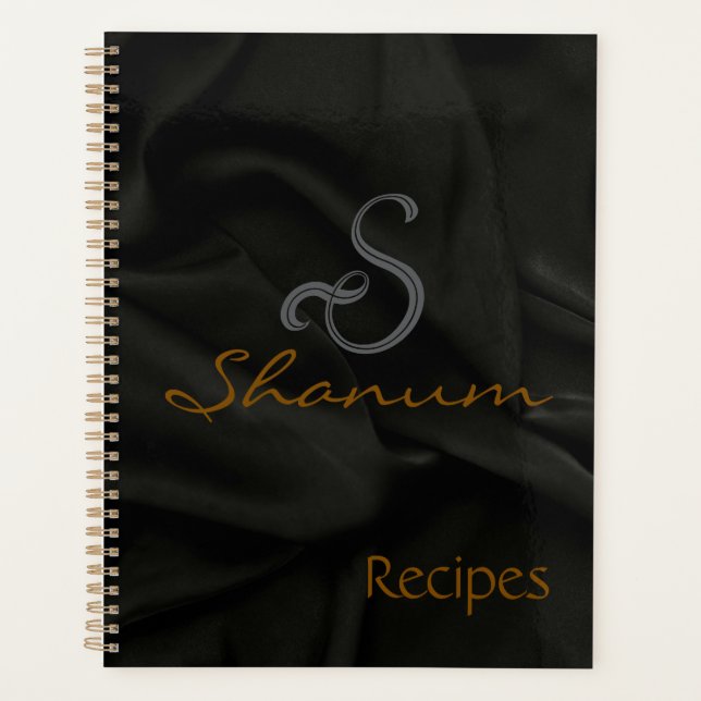 Agenda Libro de plan de receta de cocina con patrón negro (Anverso)