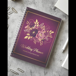 Agenda Libro de Planes de Bodas de Oro y Maroon de Lujo