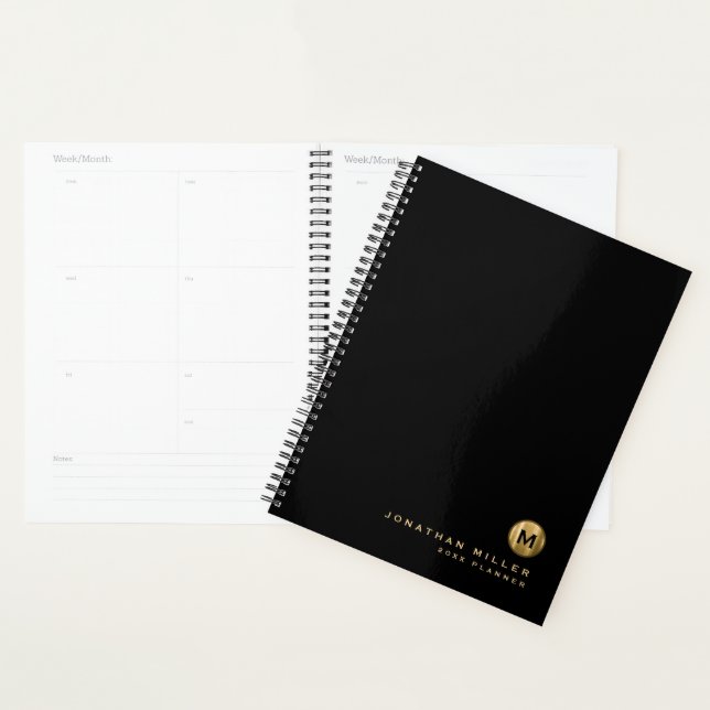 Agenda Libro Mínimo de Citas de Oro Cepado en Negro (Demostración)